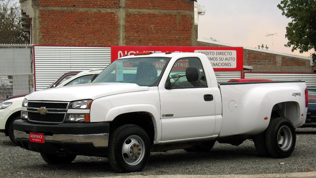 A Chevrolet Silverado 3500 dually