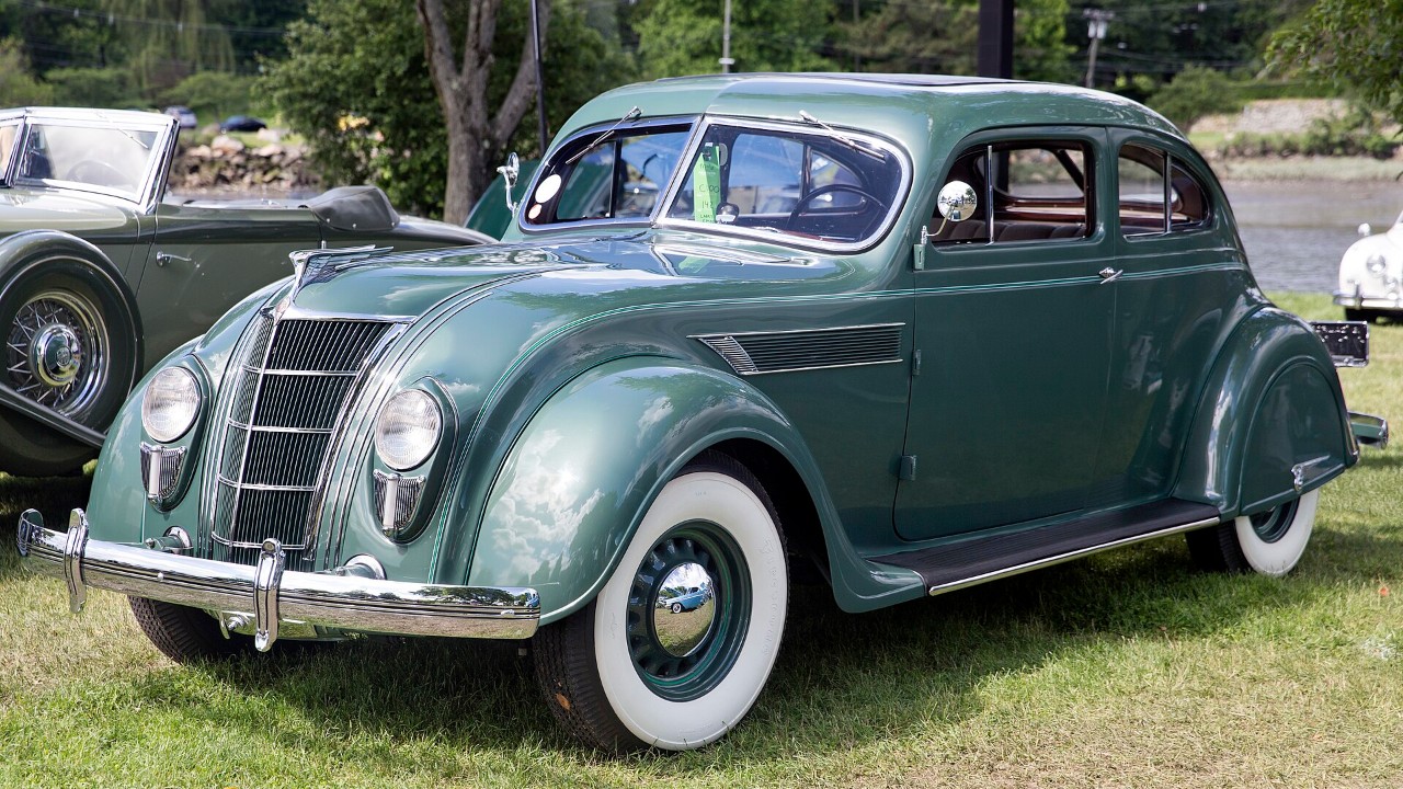 A 1935 Chrysler Imperial Airflow coupe, showing the Chrysler Airflow's forward engine placement