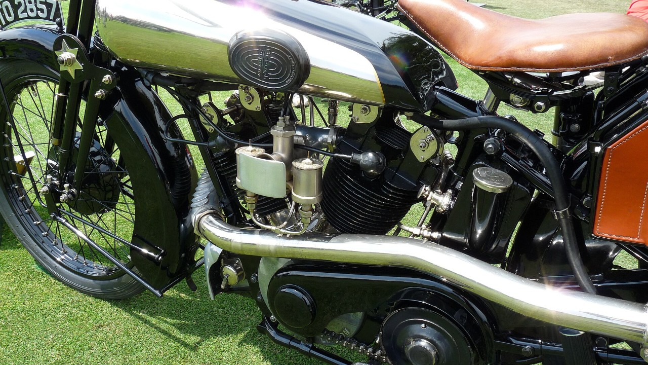 A 1926 Brough Superior SS100 Alpine Grand Sport with its JAP V-twin engine