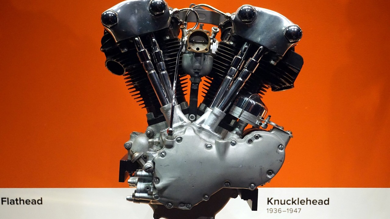 A Harley-Davidson Knucklehead engine at the Harley-Davidson Museum