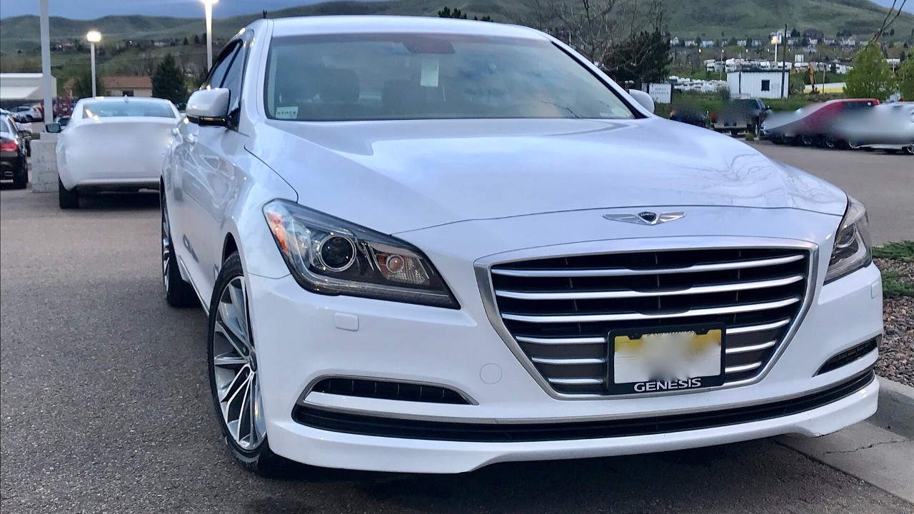 A white 2017 Genesis G80, one of the cars in the Genesis G80 recall