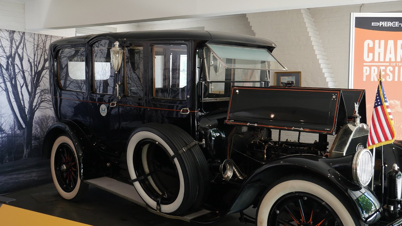The Woodrow Wilson Pierce-Arrow limousine on display at the Woodrow Wilson Presidential Library