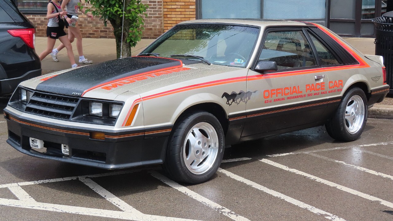 A 1979 Ford Mustang Indy Pace Car replica