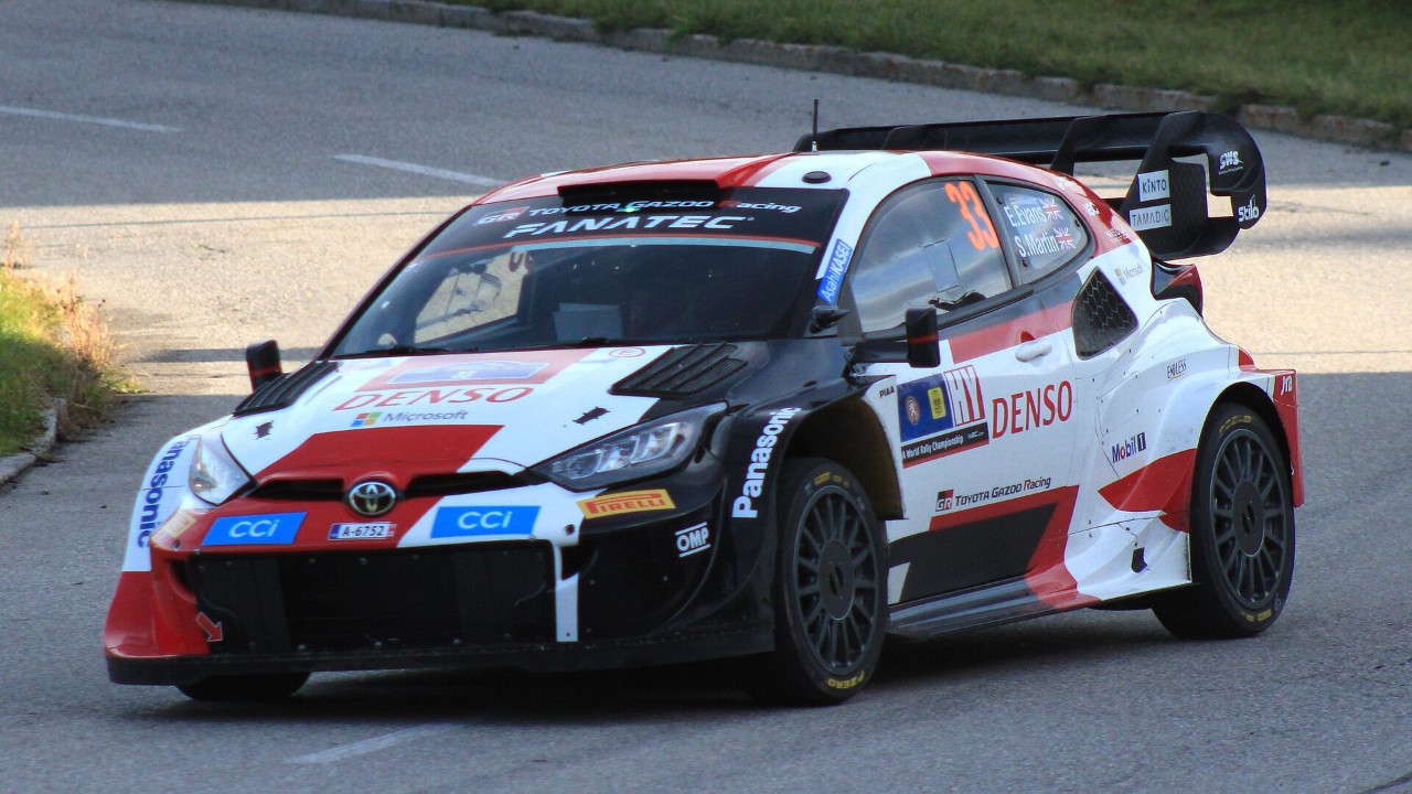 Evans' No. 33 GR Yaris Rally1 at the 2023 Central European Rally