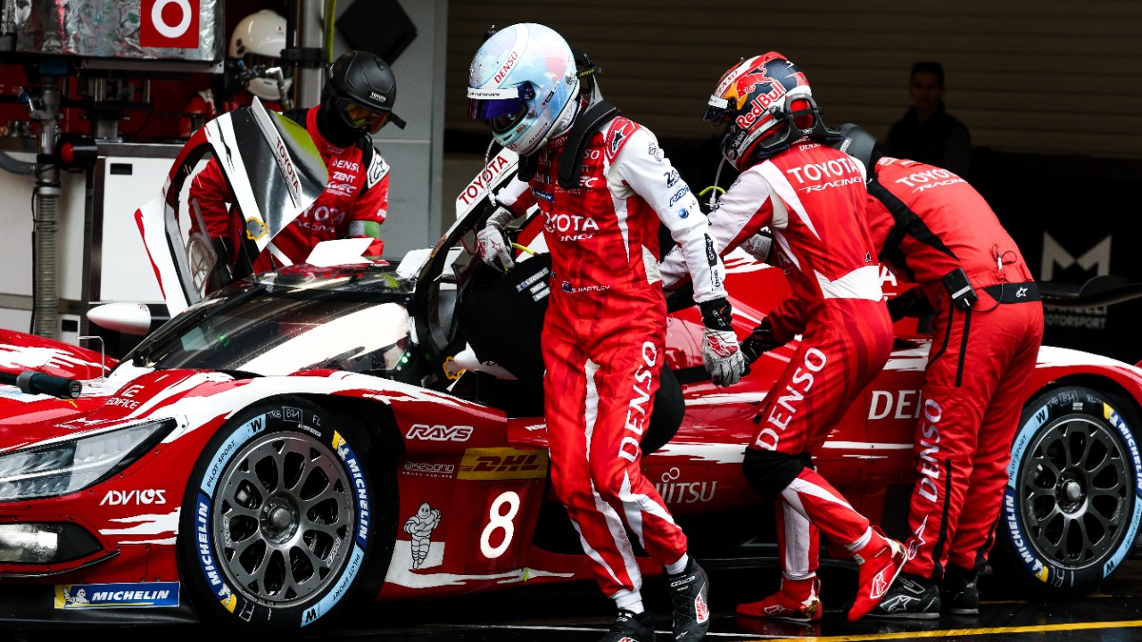The No. 8 Toyota TR010 Hybrid in the pits at the 2026 6 Hours of Barcelona