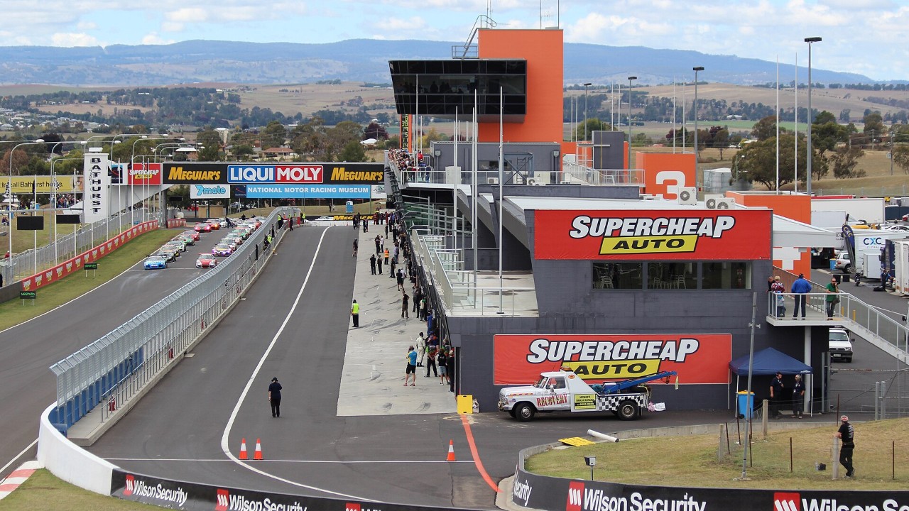 Pit straight at Mount Panorama, home of the 2026 Bathurst 1000