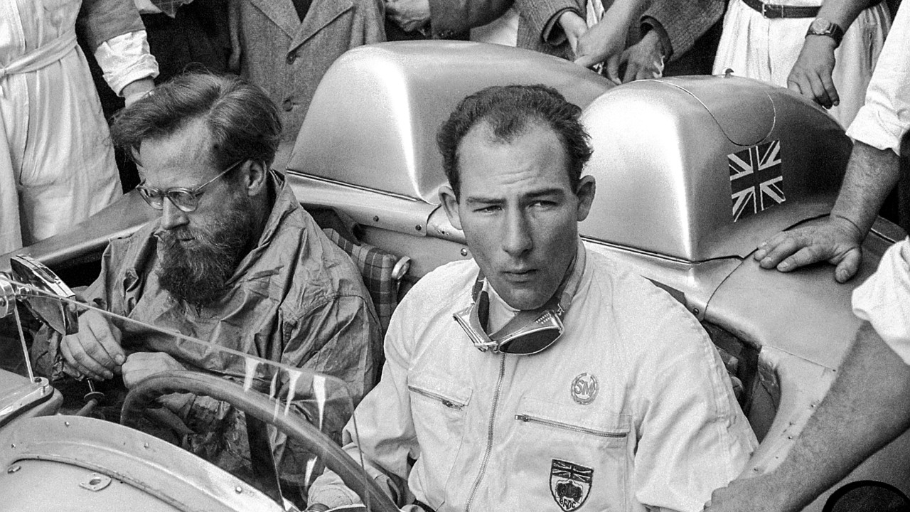 Stirling Moss and Denis Jenkinson in the Mercedes 300 SLR at the 1955 Mille Miglia
