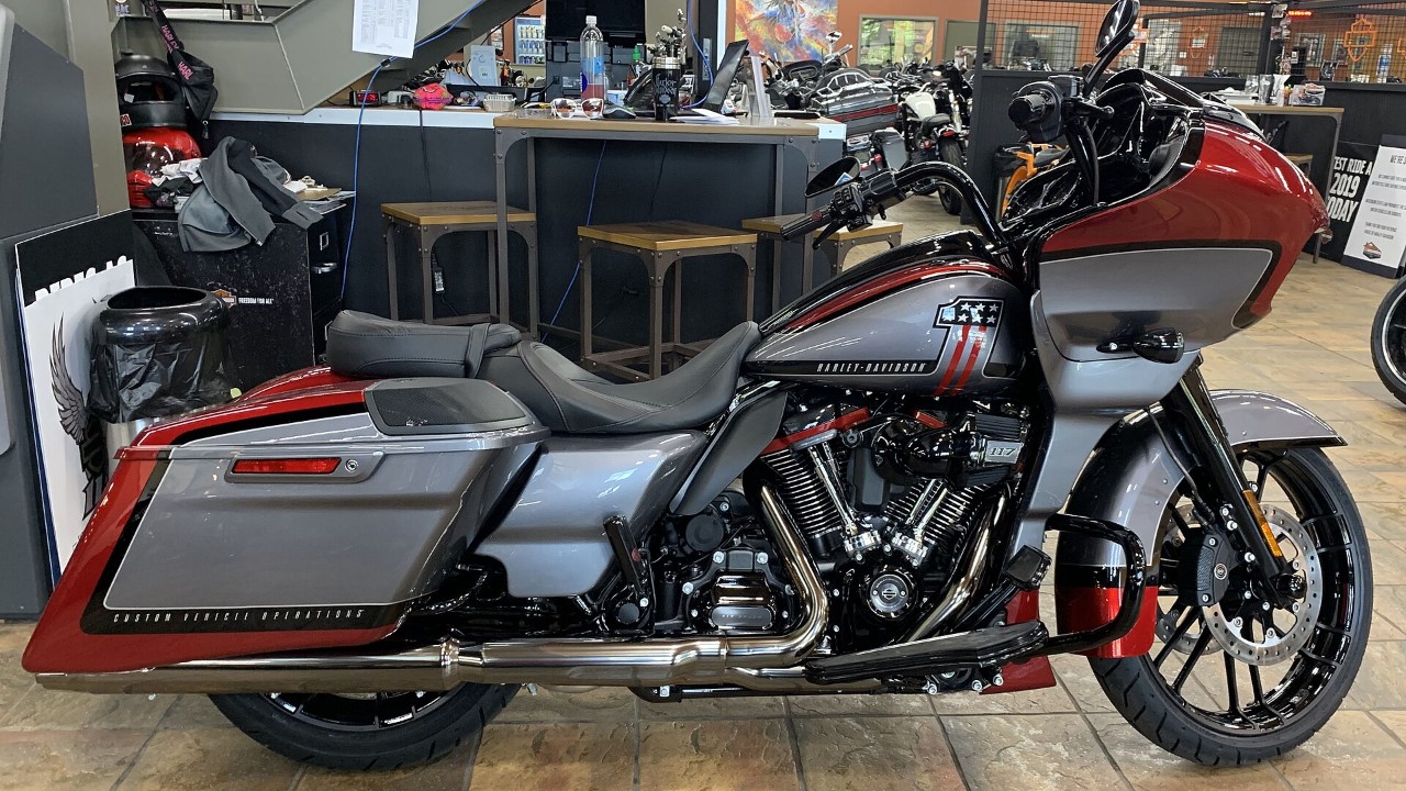 A 2019 Harley-Davidson CVO Road Glide in red