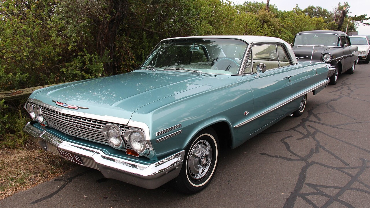 A 1963 Chevrolet Impala hardtop, the body style that carried the Chevrolet Mystery Motor in NASCAR