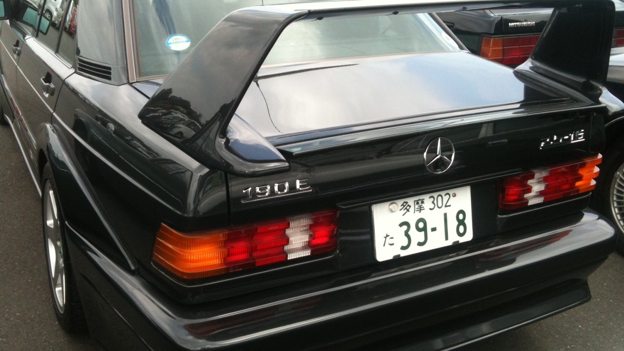 The rear wing of a Mercedes 190 E Evolution II