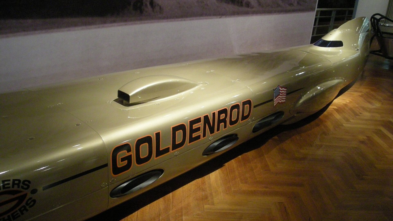 The Goldenrod streamliner on display in Dearborn