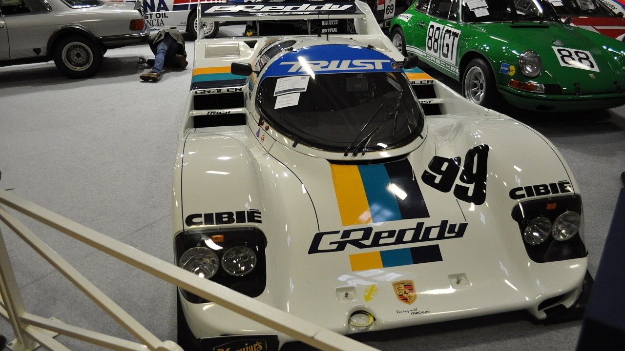 A Porsche 962 C at Retromobile 2023 (same model as the event car)