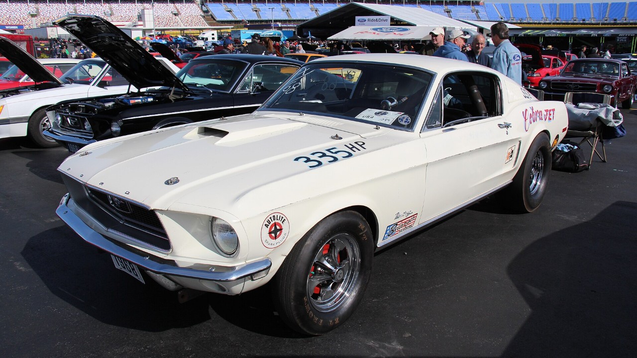 A 1968 Ford Mustang Cobra Jet fastback
