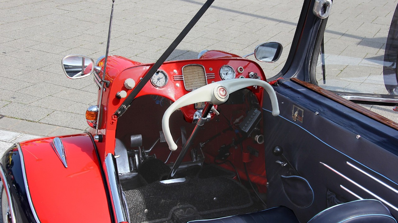 Inside a Messerschmitt KR200 with the canopy open