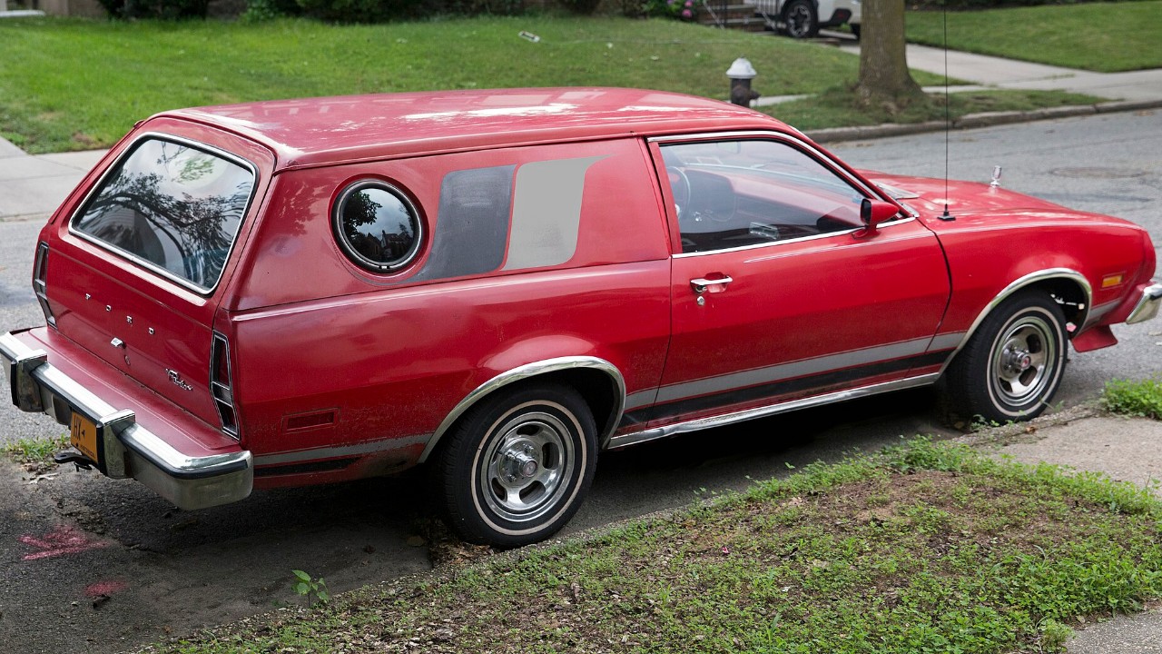 A 1978 Ford Pinto Cruising Wagon from the rear