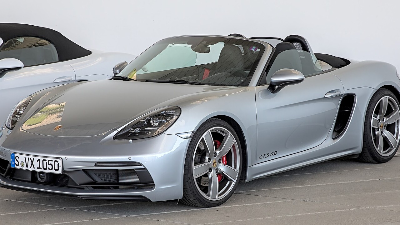 A Porsche 718 Boxster GTS 4.0, the last gasoline generation before the electric Boxster and Cayman