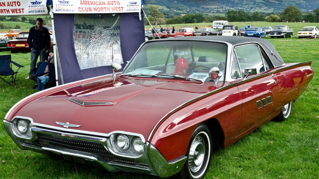 A red 1963 Ford Thunderbird Landau hardtop