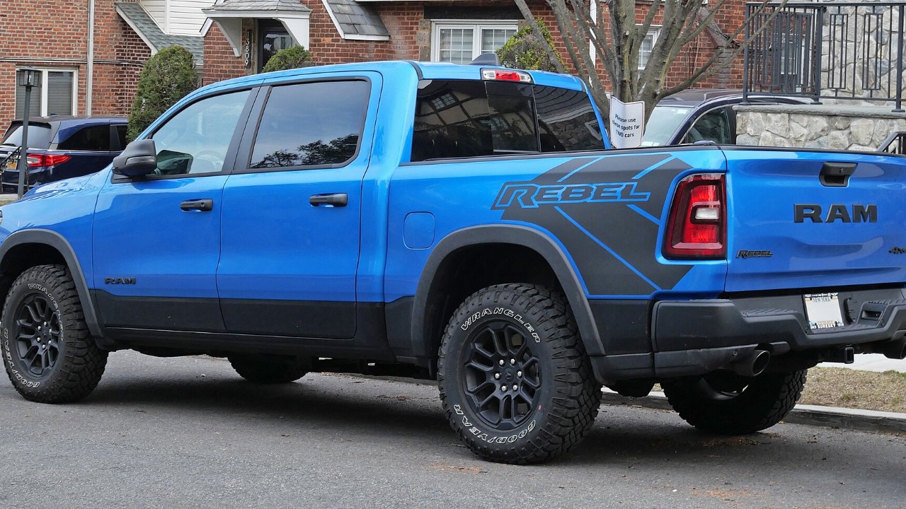 A 2025 Ram 1500 Rebel from the rear, the same DT-generation truck named in the Ram 1500 TPMS recall