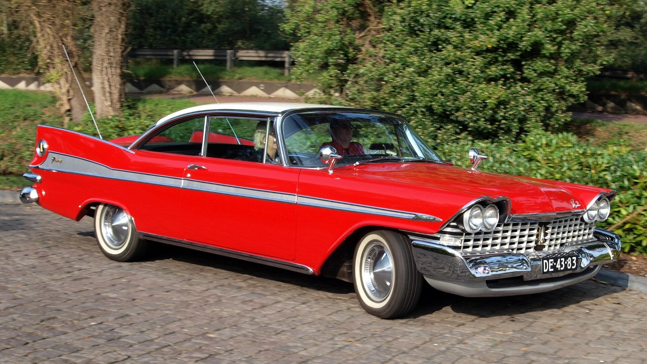 A 1959 Plymouth Sport Fury, the year Plymouth's Golden Commando V8 displaced 361 cubic inches