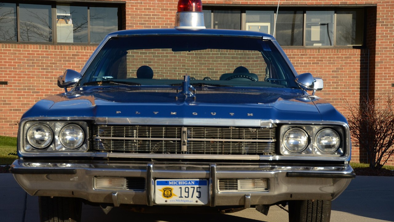 A 1975 Plymouth Fury Michigan State Police car