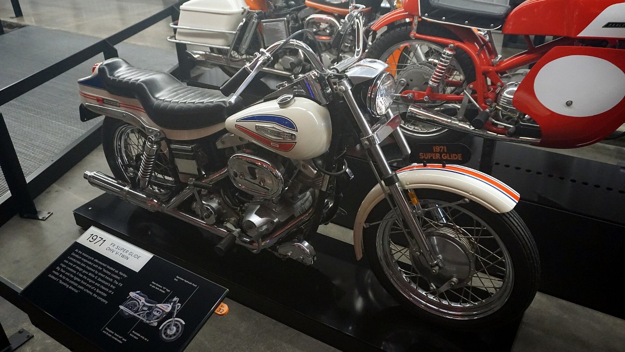 A 1971 Harley-Davidson FX Super Glide at the Harley-Davidson Museum