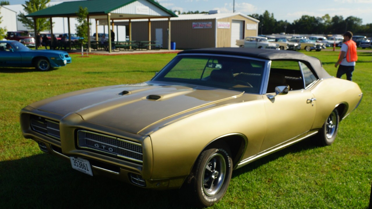 A 1969 Pontiac GTO convertible