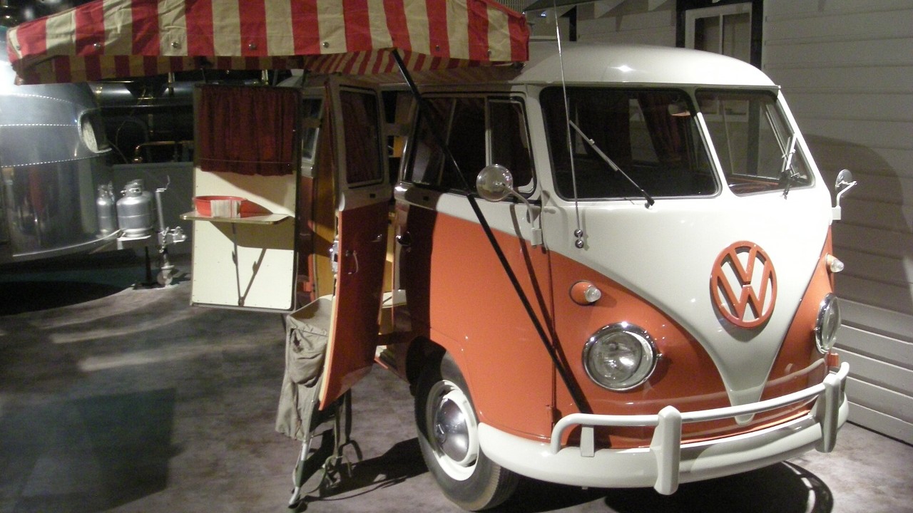 A 1959 Volkswagen Westfalia camper van at the Henry Ford Museum