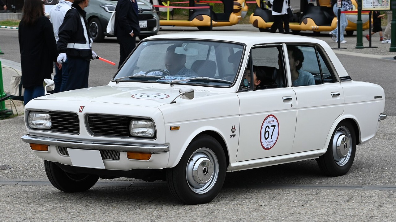 A white 1969 Honda 1300 77 Deluxe sedan