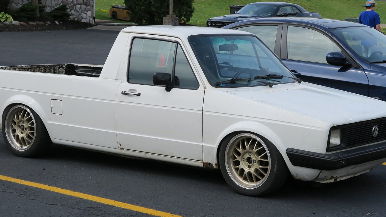 A white 1980 Volkswagen Rabbit Pickup
