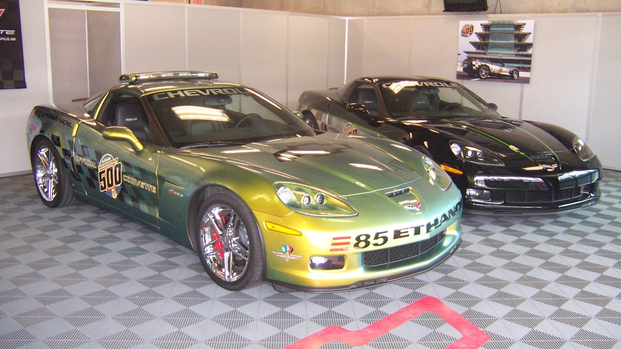 Two pace cars from the 2008 Indianapolis 500, led by the Corvette Z06 E85