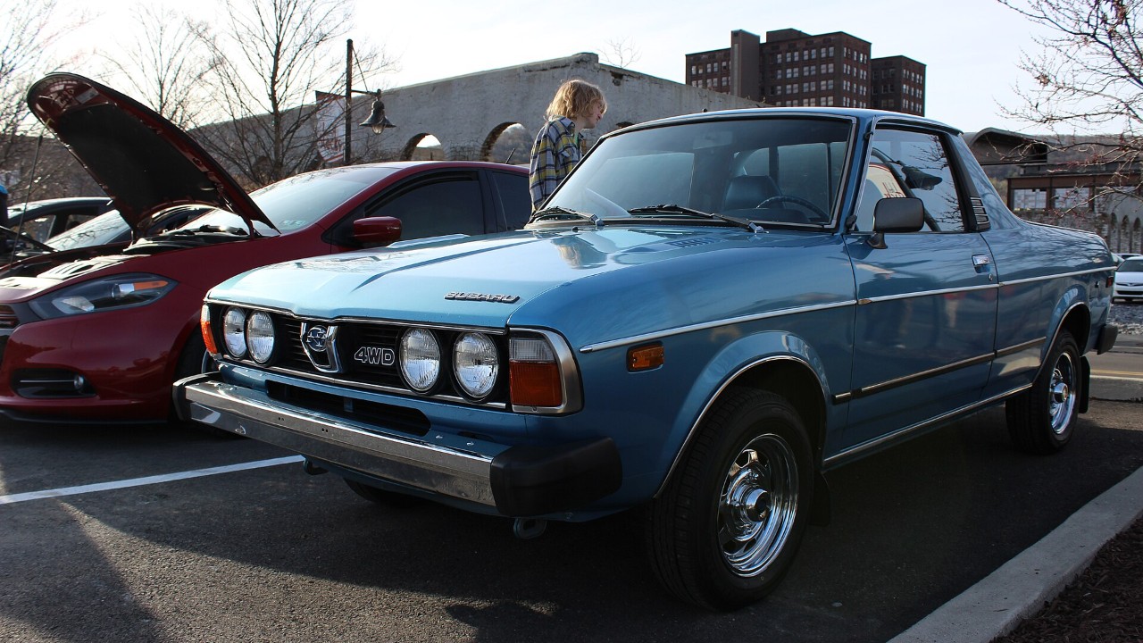 A blue Subaru BRAT