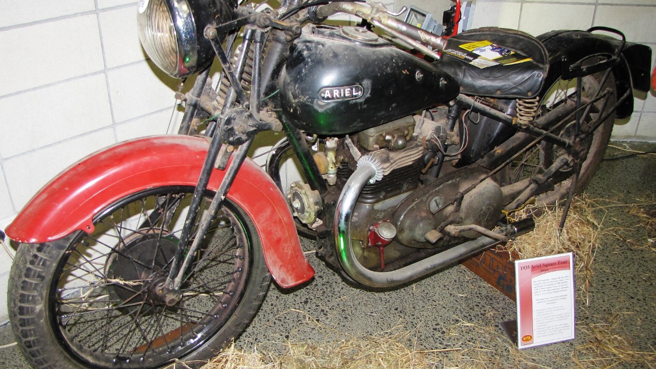 A 1935 Ariel Square Four motorcycle