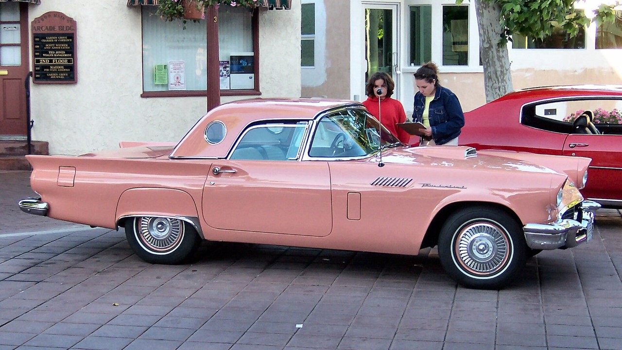 A 1957 Ford Thunderbird, the model year of the Thunderbird F-code