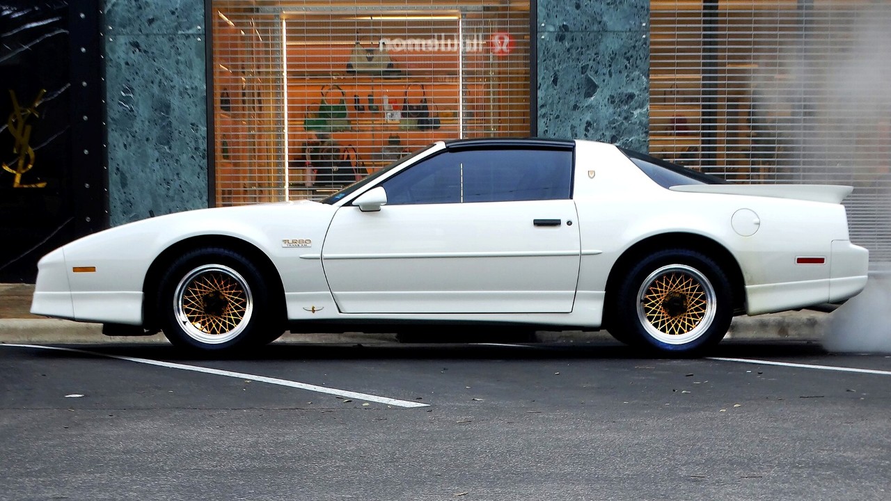 A white 1989 Pontiac Turbo Trans Am