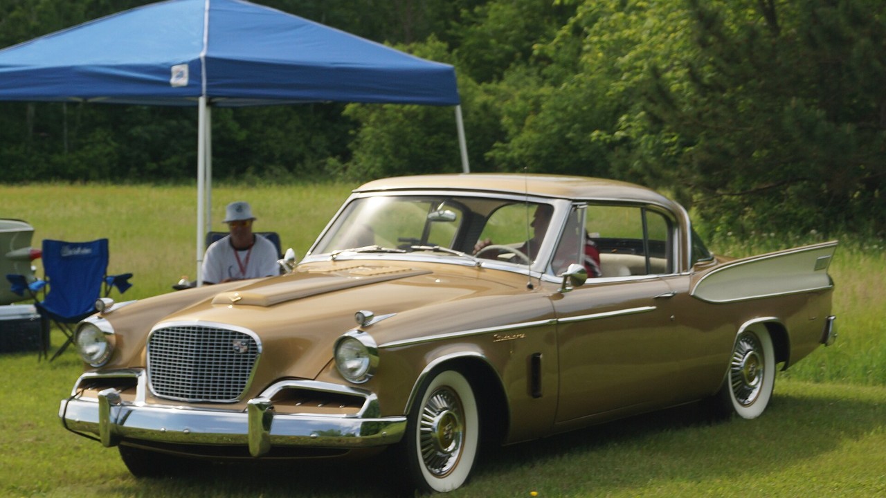 A gold 1957 Studebaker Golden Hawk