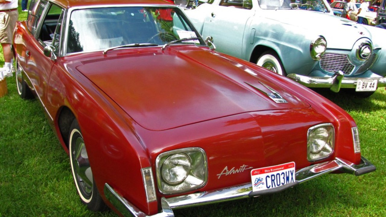 A red 1964 Studebaker Avanti