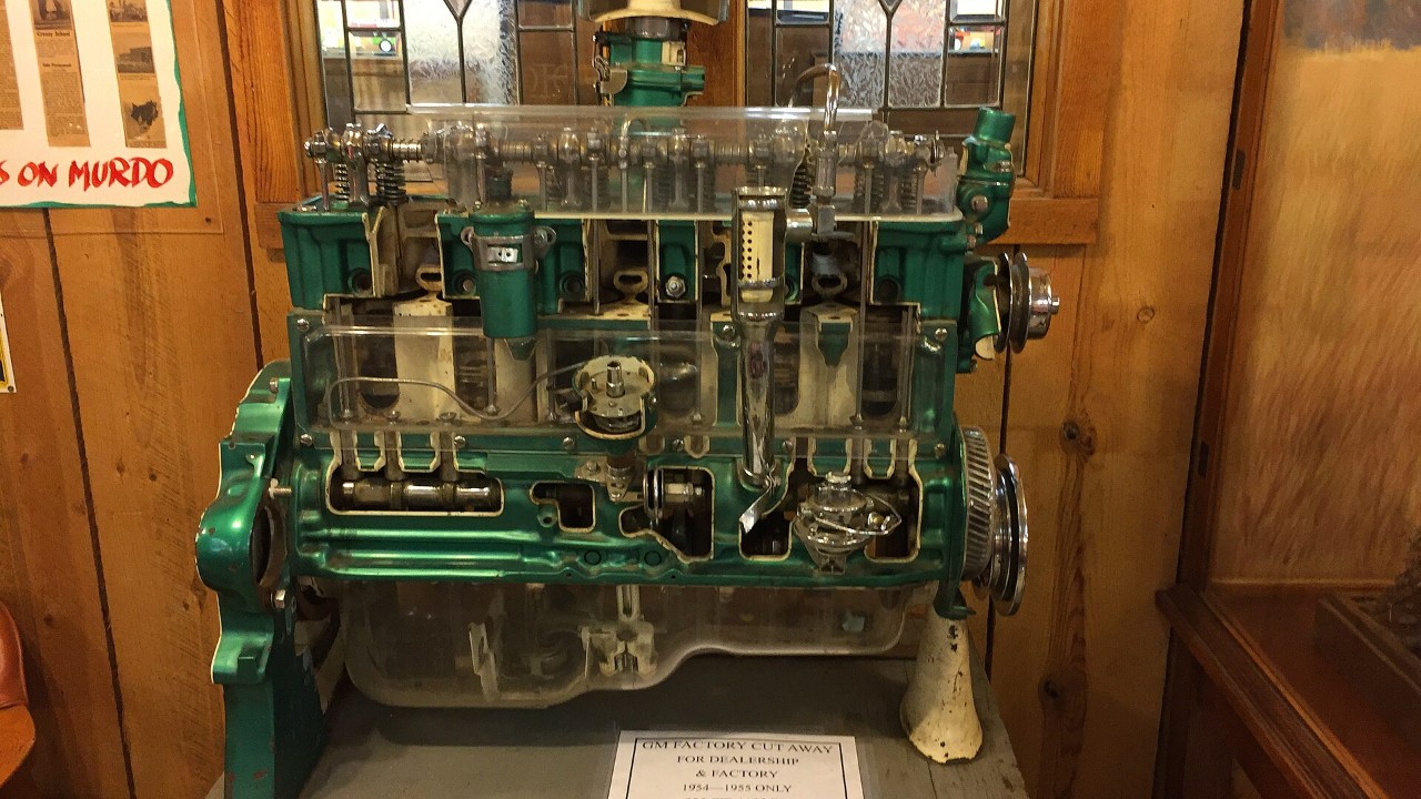 A mid-1950s Chevrolet inline-six engine