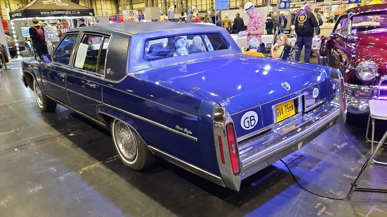 Rear view of a 1981 Cadillac Fleetwood Brougham, the year the Cadillac V8-6-4 was offered