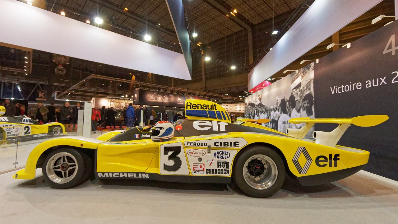 A Renault-Alpine A442 sports-prototype on display at Rétromobile 2018