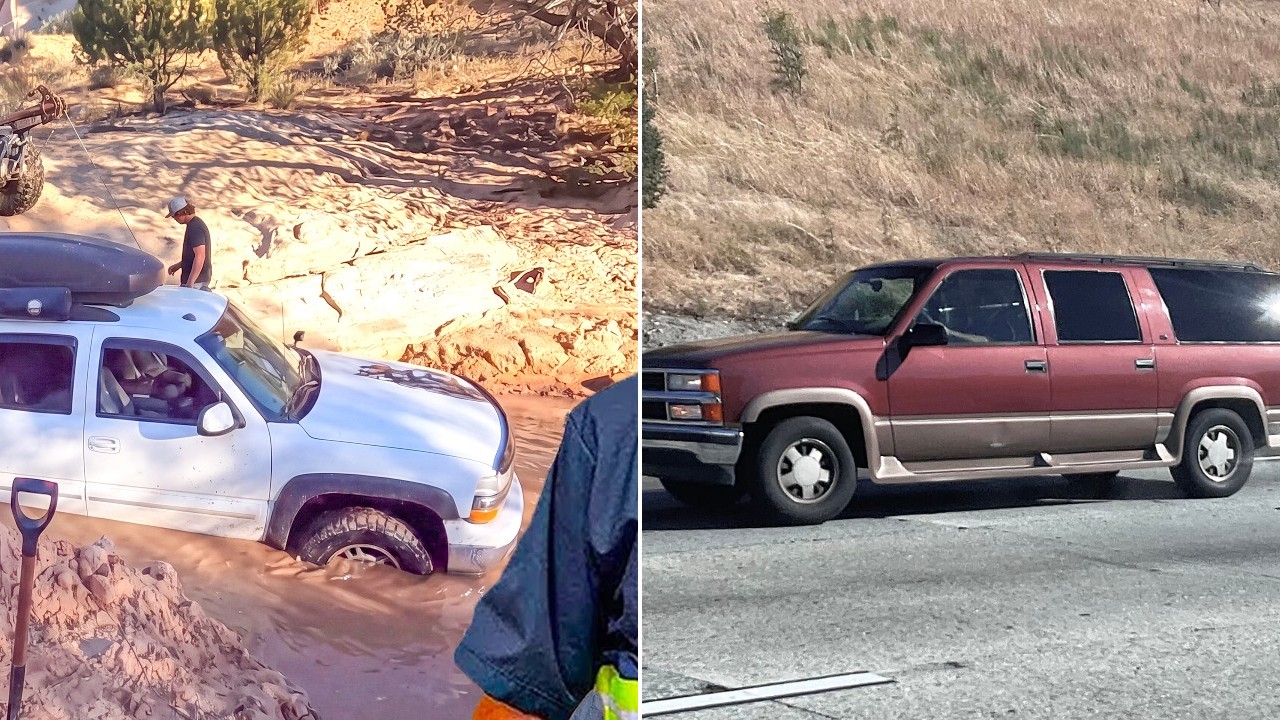 Recovery Crew Lifts A Chevrolet Suburban Out Of A Sand-Sucking Creek Bed After A Night Stuck On The Trail