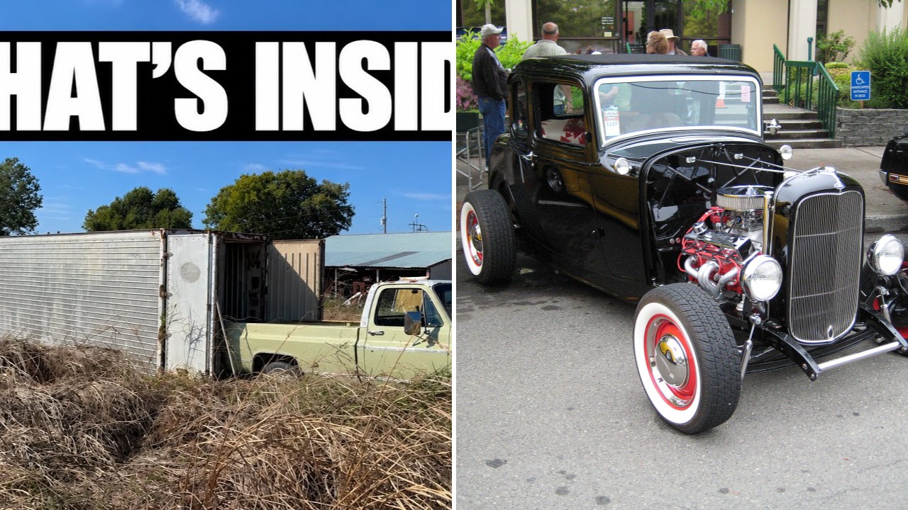 Friends Cut The Lock Off A Trailer That Hadn’t Been Opened In 25 Years, Find A 1932 Ford Five-Window With Possums Living In It, Then Haul It Home